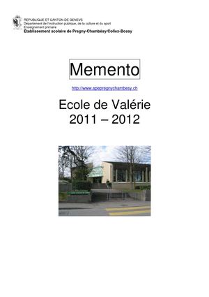 Mémento Ecole de Valérie 2011-2012