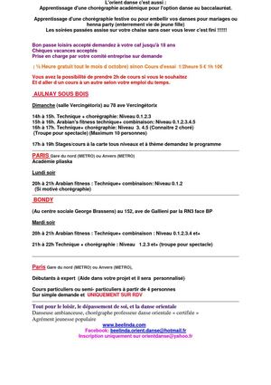 Cours de danse orientale