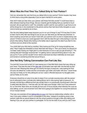 When Was the First Time You Talked Dirty to Your Partner?