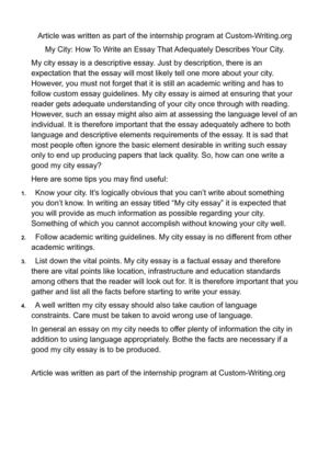 write essay about your city