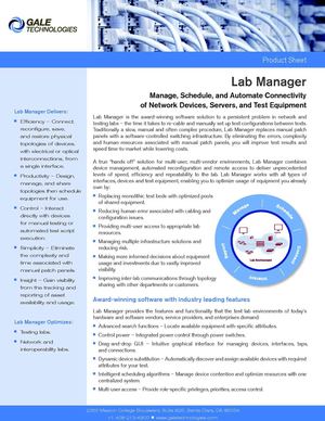 The Lab Manager by Gale Technologies - Product Sheet