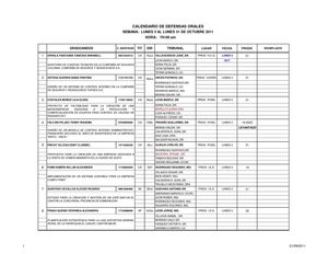 CALENDARIO DE DEFENSAS DE TESIS OCTUBRE 2011