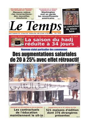Le Temps d'Algérie Edition du Jeudi 22 Septembre 2011