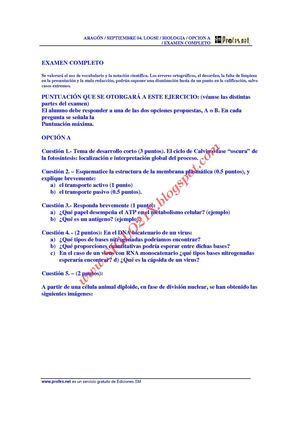 BIOLOGIA-SELECTIVIDAD-EXAMEN 1 RESUELTO-ARAGON-www.SIGLO21X.blogspot.com