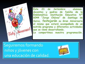 Invitación a participar en nuestro aniversario institucional