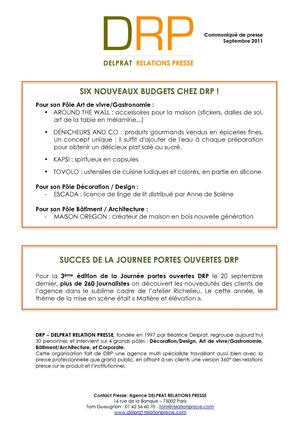 6 nouveaux budgets pour DRP