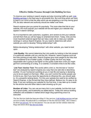 Effective Online Presence through Link Building Services