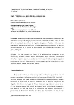 Una Prospección en Priego (Cuenca)