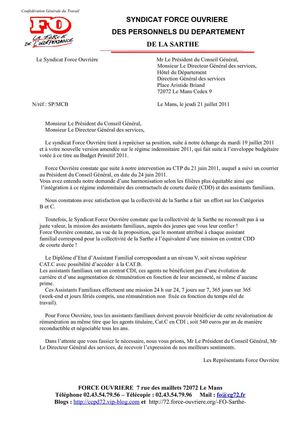 courrier régime Indemnitaire 2011