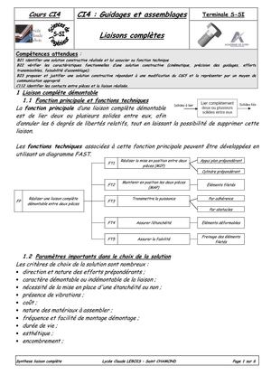 Cours Liaison complète - Technologie