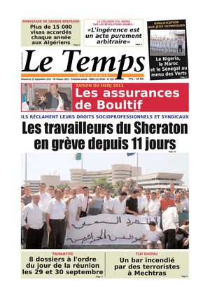 Le Temps d'Algérie Edition du Dimanche 25 Septembre 2011