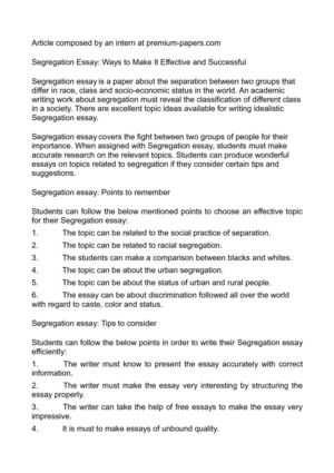Purpose Of Thesis Statement In An Essay Segregation Essay Ways To Make It Effective And Successful Sample English Essay also Science Writers Calamo Segregation Essay Ways To Make It Effective And Successful Essay Paper Help