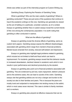 ethical problems of gambling essay