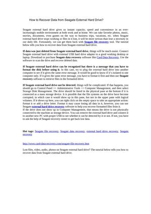  How to Recover details from Seagate external hard drive?