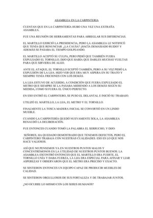 ASAMBLEA EN LA CARPINTERIA