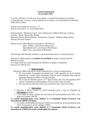 Conseil Novembre 2010