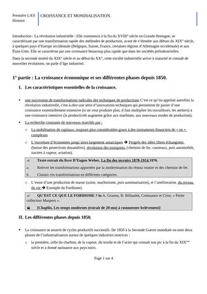 la croissance économique depuis 1850