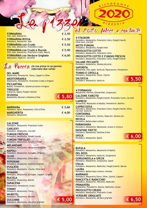 Menù Pizzeria 2020