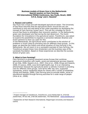 Business Models of Green Care in the Netherlands