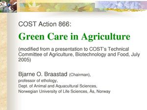 Green care in Agriculture: COST Action 866