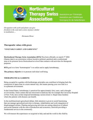 Horticultural Therapy Swiss Association Brochure