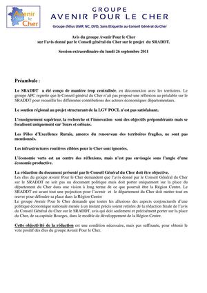 Avis du groupe APC sur leSRADDT