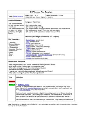Digital Citizens Lesson Plan I: Digital Citizens