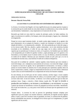 LECTURA Y ESCRITURA SINONIMOS DE LIBERTAD