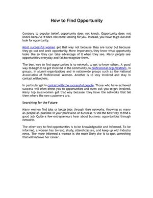 How To Find Opportunity