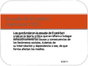 Presentación de la Escuela de Frankfurt LA