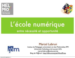 L'école numérique ... entre nécessité et opportunité