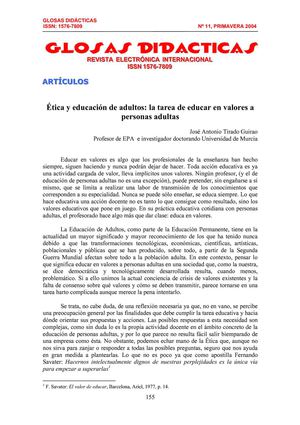 Ética y educación de adultos: la tarea de educar en valores a personas adultas