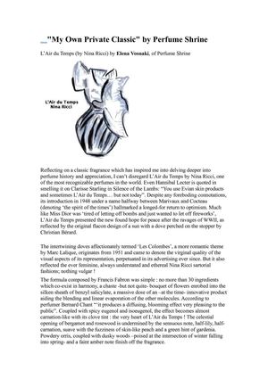 Perfume Osmoz.com article My Own Private Classic