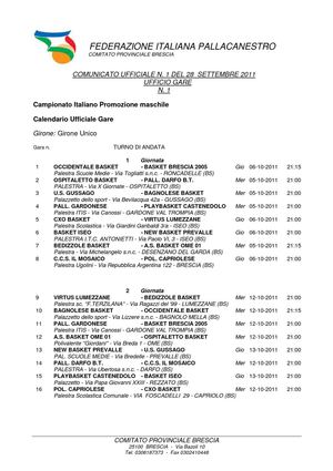 Calendario Promozione 2011/12