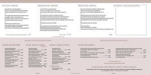 Gastronomic Restaurant Cap Horn's Menu