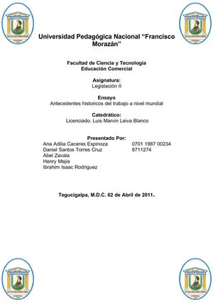 Historia del Trabajo a Nivel Mundial