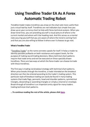 Using Trendline Trader EA As Your Forex Automatic Trading Robot