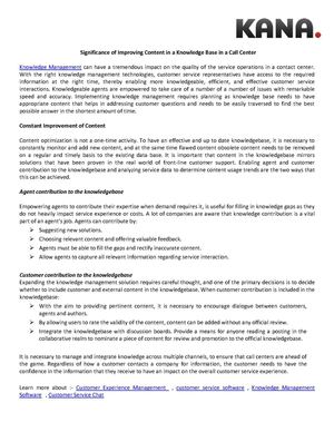 Significance of Improving Content in a Knowledge Base in a Call Center