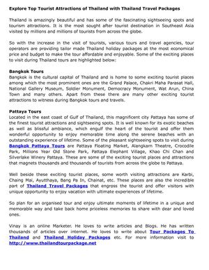Explore Top Tourist Attractions of Thailand with Thailand Travel Packages