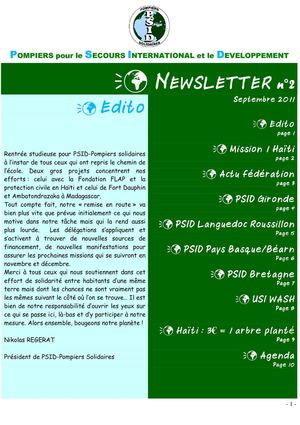 Newsletter PSID-Pompiers solidaires sept 2011