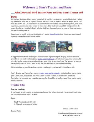 John Deere and Ford Tractor Parts and Seat- Sam's Tractor and Parts