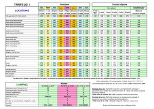Tarifs 2011