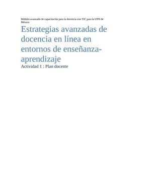 Plan docente materia de tecnologías didácticas