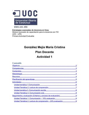 Plan docente de Cristina González