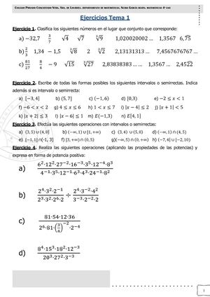 Ejercicios Tema 1. mate 4º ESO