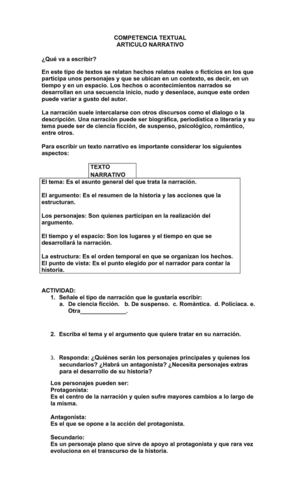 COMPETENCIA TEXTUAL texto narrativo
