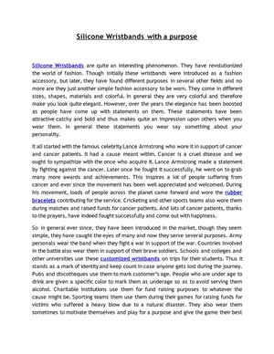 Silicone Wristbands with a purpose