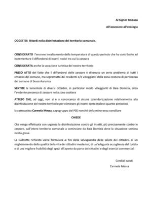 richiesta disinf. Baia Domizia