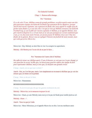 Fiction galactik football du chapitre 1 à 13