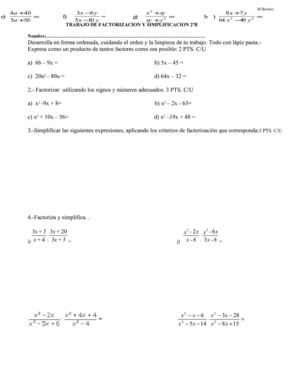 Simplificacion fracciones algebraicas